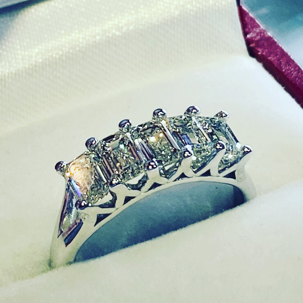 5 stone 2 Carat Emerald Cut Diamond Band