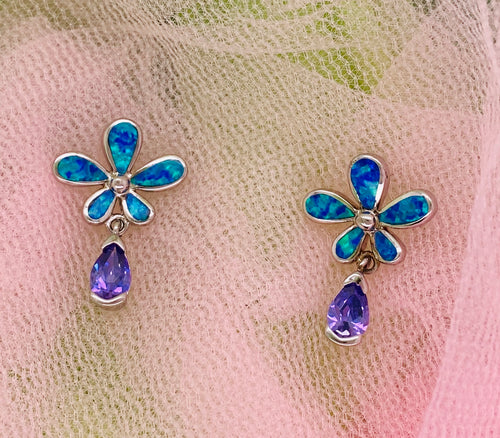 Inlay Opal Flower Earrings