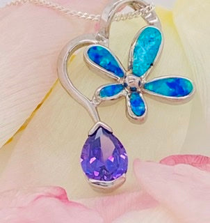 Inlay Opal Flower Pendant