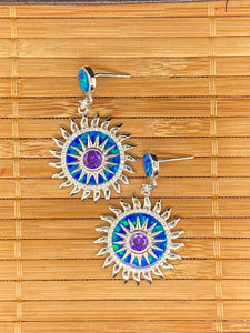 Inlay Opal Sun Earrings