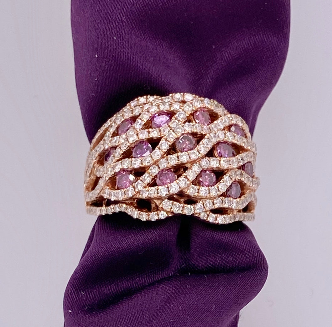 Purple and White Diamond Ring