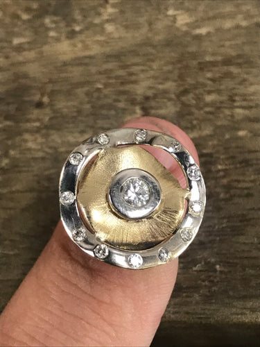 18K Two-tone Diamond Bezel Ring