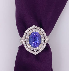 Natural Tanzanite Diamond Ring